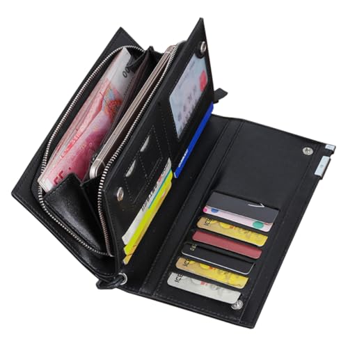 Ipetboom Lange Geldbörse Für Herren Multifunktionale Geldbörse Aufbewahrungsgeldbörse Herren-Geldbörse Herren-Accessoires Lange Geldbörse Mit Reißverschluss Große Kapazität Schwarz von Ipetboom