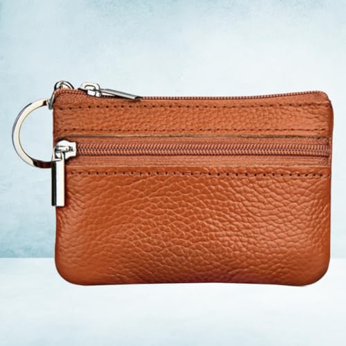 Ipetboom Multifunktionales Damen Münzportemonnaie aus Pu Material Kleines Täschchen mit Reißverschluss Leichte Mini Geldbörse für Schlüssel und Münzen Hellbraun Kompakt und Modisch von Ipetboom