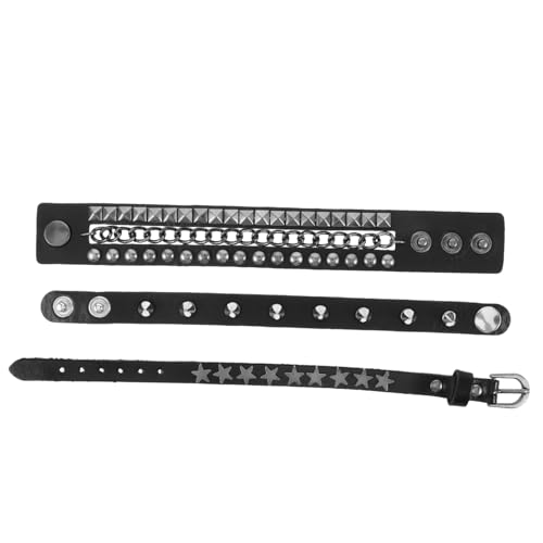 Ipetboom Punk Nietenarmband Schwarz Kunstleder Armband Wickelarmreif Aus Kunstleder Unisex-gothic-armband Rock-armreif Für Männer Und Frauen von Ipetboom