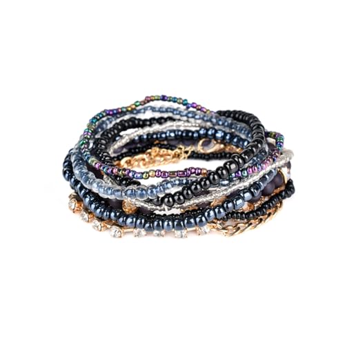 Ipetboom Multilayer Perlenarmband mit Elastischem Band und Blätteranhänger Modisches Schmuckstück für Damen als für Freunde und Familie von Ipetboom