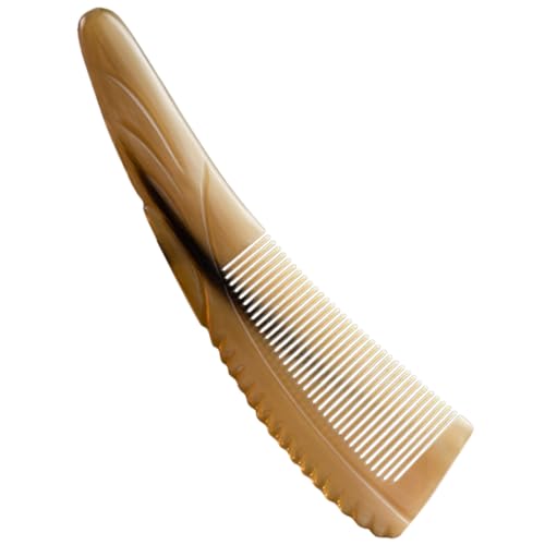Ipetboom Natürlicher Rinderhornkamm und Gebogen Antistatisch und Massagekamm für Männer und Frauen Langlebig Struktur Ergonomisch Geformt für Einfache Anwendung von Ipetboom