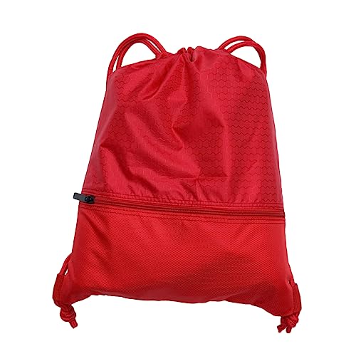 Ipetboom Nylon Rucksack Kordelzug Sport Rucksack Für Erwachsene Und Kinder Zum Schwimmen Strand Urlaub Rot Großes Fassungsvermögen Langlebig Leicht von Ipetboom