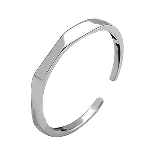 Ipetboom Offener Rhombus Ring aus Sterling Silber Verstellbarer Paarring für Damen und Herren Minimalistisches Design Komfortabel für Alltag Party und Reise Weiß Glänzend von Ipetboom