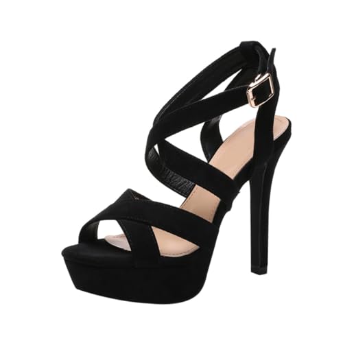 Ipetboom Open toe High Heel Sandaletten Damen Sommer Elegant Peep toe Rutschfest Schwarz Look Modische Schuhe für Frauen Party Alltag von Ipetboom