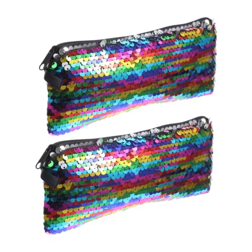 Ipetboom 2stücke Pailletten Kosmetiktasche Für Damen Kleine Make-up Aufbewahrungstasche Für Lippenstift Toilettenartikel Kopfhörer Und Datenkabel Tragbare Reise-Organizer Bunten Farben von Ipetboom