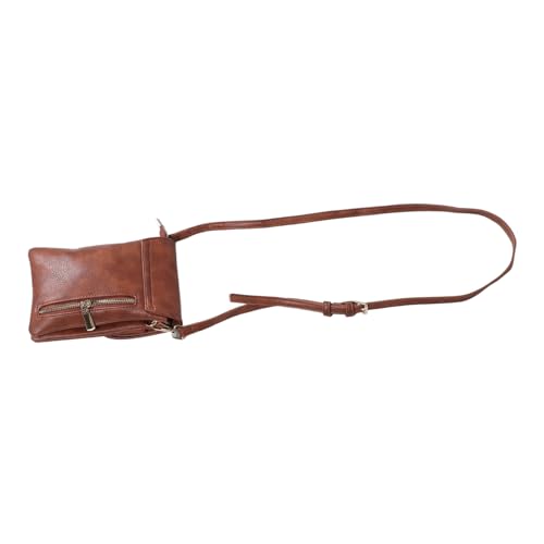 Ipetboom PU Damen Handytasche mit Verstellbarem Schultergurt Kleine Crossbody Geldbörse für Frauen Multifunktional mit Mehreren Fächern für Alltag und Reisen Braun von Ipetboom