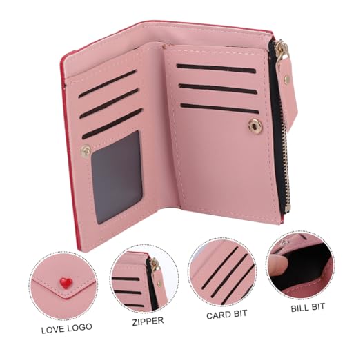 Ipetboom PU Damen Kartenetui mit Fächern für Kleingeld und Karten Geruchsneutral Leichtes Buntes Portemonnaie für Unterwegs Modisch und Praktisch in Zartem Rosa von Ipetboom