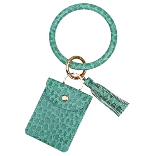 Ipetboom PU Damen Münzbörse mit Prägung Großer Kreis Armband Schlüsselanhänger Mini Kartenetui mit Überschlagverschluss Vielseitiges Portemonnaie in Grün für Alltag und Besondere Anlässe von Ipetboom