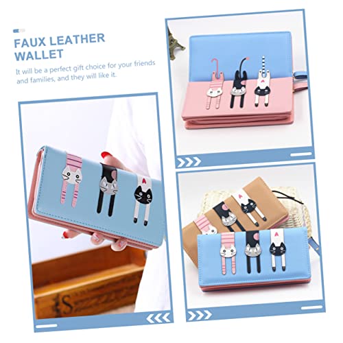 Ipetboom PU Geldbörse Damen Cartoon Katze Portemonnaie Leichtes Münzfach Kleine Brieftasche mit Reißverschluss Mädchen Geldbeutel für Alltag und von Ipetboom