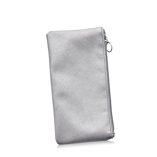 Ipetboom PU Leder Kosmetiktasche mit Reißverschluss Wasserdichter Kulturbeutel für Reisen Multifunktionaler Schminkbeutel in Silber Robuste und Pflegeleichte Make up Tasche für Damen und von Ipetboom