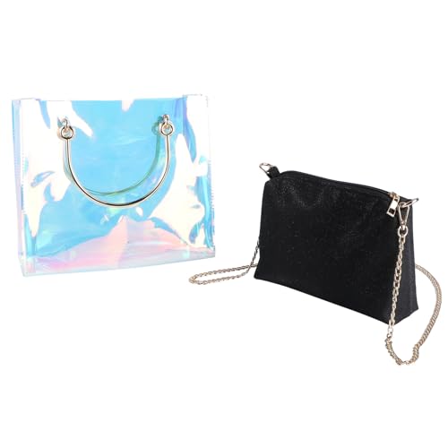 Ipetboom PVC Transparente Tote Bag Damen Umhängetasche Wasserfest mit Kette Verstellbar als Crossbody und One shoulder Messenger Bag Modische Handtasche für Alltag Reisen und Shopping von Ipetboom