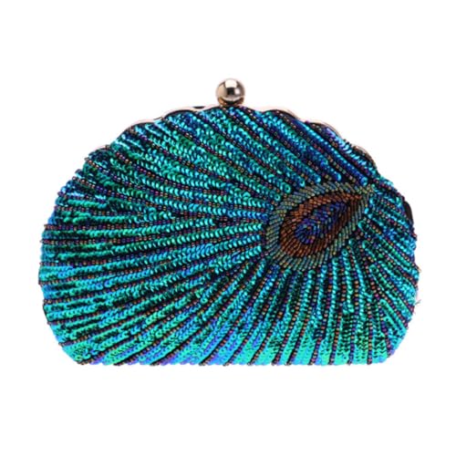 Ipetboom Perlen Bestickte Abendtasche Damen Handgefertigte Clutch mit Funkelnden Pailletten Handtasche für Hochzeit Party Ball Grüne Umhängetasche für Besondere Anlässe von Ipetboom