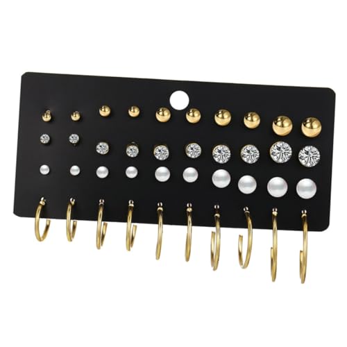 Ipetboom Perlen Creolen Ohrringe Set Damen Schmuck Set Vintage Stil Piercing Ohrstecker Komfortabel Kratzfest Elegant für Mehrere Ohrlöcher von Ipetboom