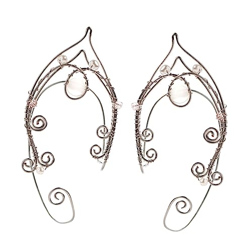 Ipetboom Perlen Ohrclips Damen Ohrschmuck Ohrringe ohne Piercing Elegante Ohrmanschetten für Cosplay Festival Hochzeit Schmuck Accessoire von Ipetboom