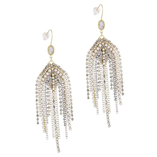 Ipetboom Perlen Ohrringe Damen Elegant mit Quaste Statement Kronleuchter Ohrhänger Handgefertigt Geeignet für Hochzeit Party Festliche Anlässe und Alltag Modischer Perlenschmuck von Ipetboom