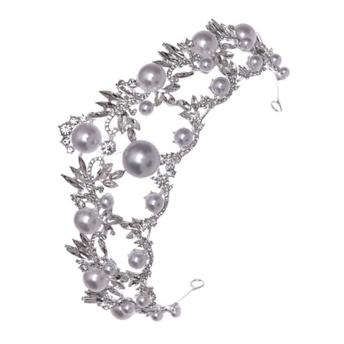 Ipetboom Perlen Strass Krone Braut Tiara Haarschmuck für Hochzeit Stabiles Design Leichtes Festlich für Brautjungfern und Festliche Anlässe Geeignet von Ipetboom