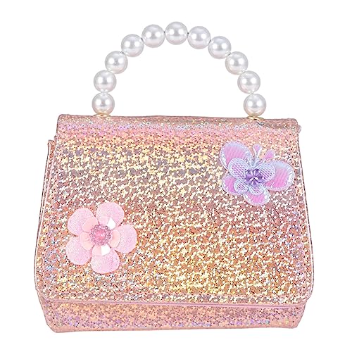 Ipetboom Perlen Tasche Für Junge Mädchen Goldene Mini Handtasche Mit Blumenmuster Umhängetasche Mit Abnehmbarem Schultergurt Und Perlengriff Leicht Und Zu Tragen von Ipetboom