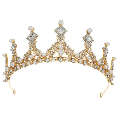 Ipetboom Perlen Tiara mit Strassbesatz Leichter Braut Haarschmuck Fest Sitzendes Stirnband für Hochzeit Party Abendveranstaltung und Festliche Anlässe von Ipetboom