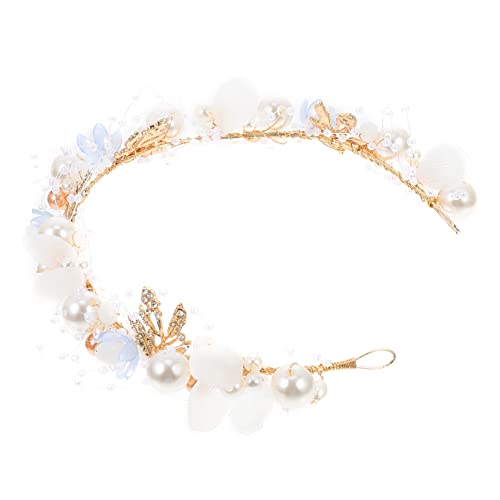 Ipetboom Perlenblumen-Stirnband goldene Kopfbedeckung Brautschleier für die Hochzeit Haargummi Haarschmuck Kopfschmuck für Frauen Zubehör für Kopfbedeckungen Blatt Kleidung von Ipetboom