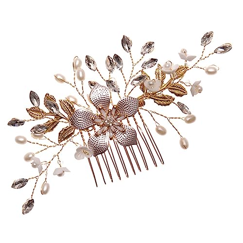 Ipetboom Perlenhaarkamm Perlenhaarspangen brautblatt haar braut haarkamm haarschmuck Tiara Haarkamm mit Brautblumen braut hochzeit kopfschmuck die Seite Kopfbedeckung schmücken Metall von Ipetboom