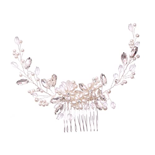 Ipetboom Perlenkamm Perlenbraut-Haarnadelkamm Haarspange mit Perlenblumen haarschmuck Haarspangen Tiara Haarnadeln mit Strasssteinen Hochzeit Haarnadel braut kopfschmuck Kopfbedeckung Weiß von Ipetboom