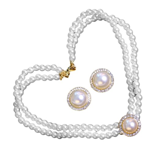 Ipetboom Perlenkette und Ohrring Damen Vintage Imitationsperlen Schmuck Minimalistische Schlüsselbein Kette Eleganter Brautschmuck für Hochzeit und Besondere Anlässe von Ipetboom