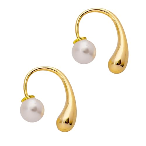 Ipetboom Perlenohrringe Wassertröpfchen Gold Ohrstecker Damen Elegant Leicht Hautfreundlich Modisch Stilvoll Schmuck von Ipetboom
