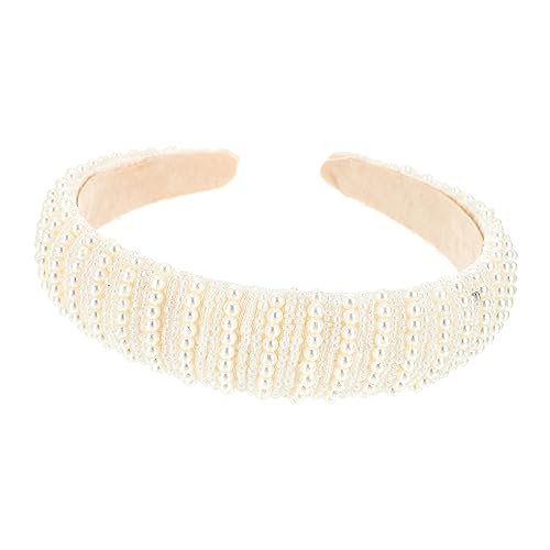 Ipetboom Perlenstirnband haarschmuck haar zubehör Pearl material breites haarband Haarbänder Haarband für Mädchen Perle Haarband Koreanische Version Kopfbedeckung Damen Schwamm Weiß von Ipetboom