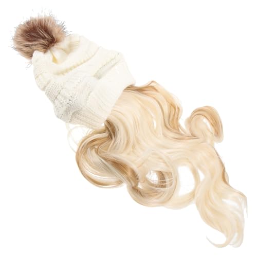 Ipetboom Perückenmütze Mit Haarbefestigung Beanie Perücke Aus Synthetischen Fasern Warme Mütze Mit Welligen Haaren Lange Perücke Für Frauen Abnehmbare Perückenmütze Für Cosplay von Ipetboom