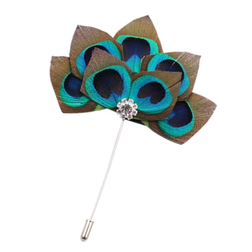 Ipetboom Pfauenfeder Brosche Eleganter Brustpin Federn Vielseitiger Schmuck für Kleidung und von Ipetboom