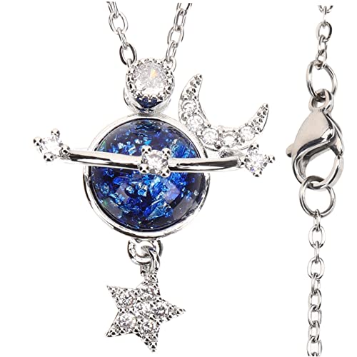 Ipetboom Halskette Mit Stern Und Planetenanhänger Für Damen Blaue Kupferkette Mit Statement-design Halskette Für Anlässe Und Partys Ipetboom Halskette Mit Stern Und Planetenanhänger Für Damen Blaue Kupferkette Mit Statement-design Halskette Für Anlässe Und Partys von Ipetboom