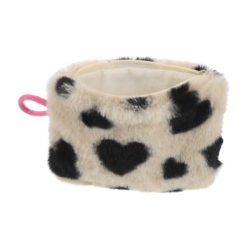 Ipetboom Plüsch Tasche Zum Mitnehmen Tragbare Mini-münzgeldbörse Make-up-Tasche Mit Herzmuster Praktische Damen-münzbrieftasche Reise-Lippenstift-etui Weicher Münzgeldbeutel Für von Ipetboom