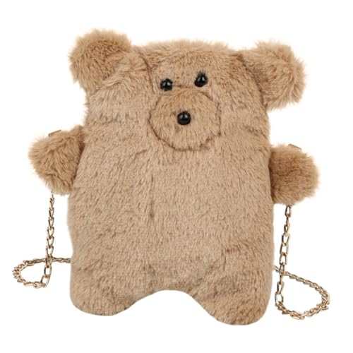 Ipetboom Plüsch Bär Umhängetasche Damen Herbst Winter Flauschige Crossbody Tasche Komfortabel Modisch Leicht Schultertasche in Hellbraun von Ipetboom