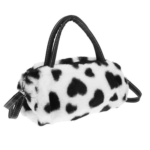 Ipetboom Plüsch Damen Umhängetasche mit Kuhmuster Weiche Handtasche Leichte Tote Bag für Alltag Arbeit Shopping und Freizeit Große Kapazität Modisch und Angenehm Vielseitig Verwendbar von Ipetboom