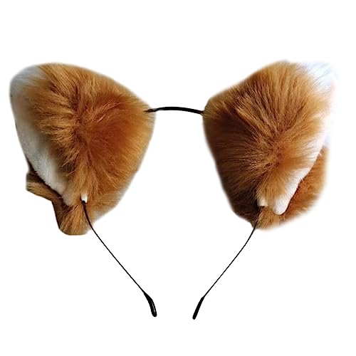 Ipetboom Plüsch Katzenohren Haarreif mit Fuchs Design Weiches Tierohren Stirnband für Cosplay Party und Alltag Modisches Haarschmuck Accessoire und für und Kostüm von Ipetboom
