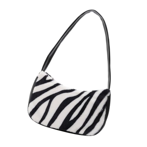 Ipetboom Plüsch Schultertasche Damen Handtasche mit Kuhfellmuster Weiche Umhängetasche für Alltag Party und Shopping Leichtes Langlebiges Material Modisches Design für Vielseitige Looks von Ipetboom