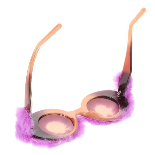 Ipetboom Plüsch Sonnenbrille Damen Rund Braun Hautfreundlich UV Schutz Modisch Vintage Festival Accessoire von Ipetboom