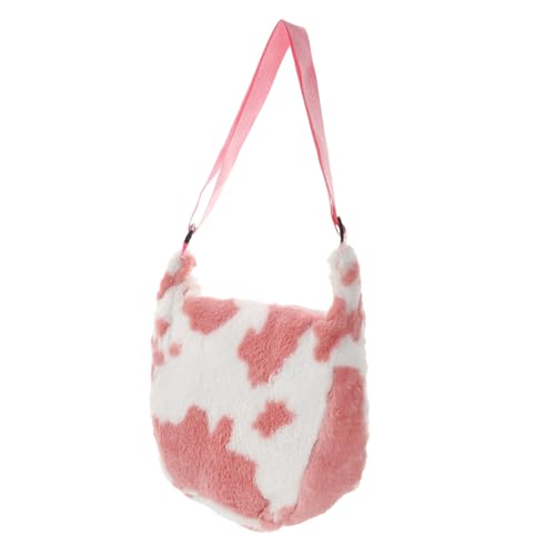 Ipetboom Plüsch Umhängetasche Damen Kuhmuster Schultertasche Angenehm Leicht Multifunktional Handtasche für Alltag und Freizeit von Ipetboom