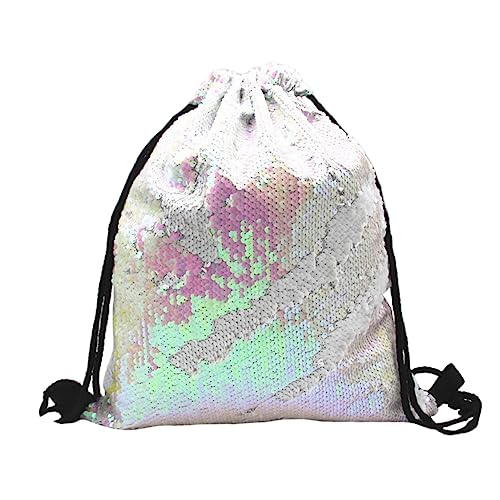 Ipetboom Polyester Kordelzug Tasche Mit Wende-Pailletten Reversible Sportbeutel Für Damen Schmuck Kleidung Und Kleine Gegenstände Robuste Und Praktische Aufbewahrungstasche Für Festivals von Ipetboom