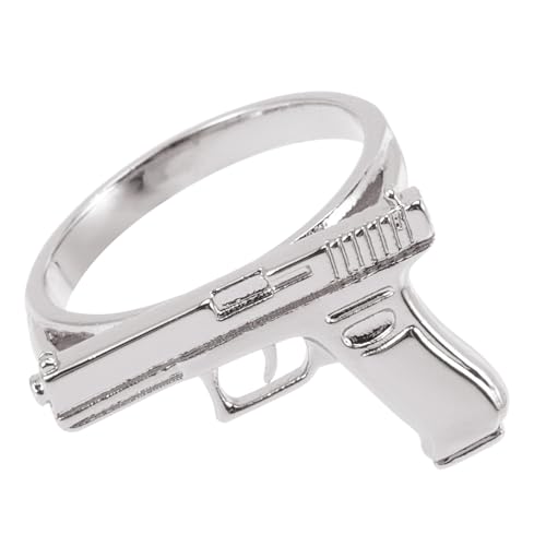 Ipetboom Punk Gun Design Ring Silberfarben Unisex Schmuck Hip Hop Stil Cooles Accessoire für Damen Herren Alltag Party Festival von Ipetboom
