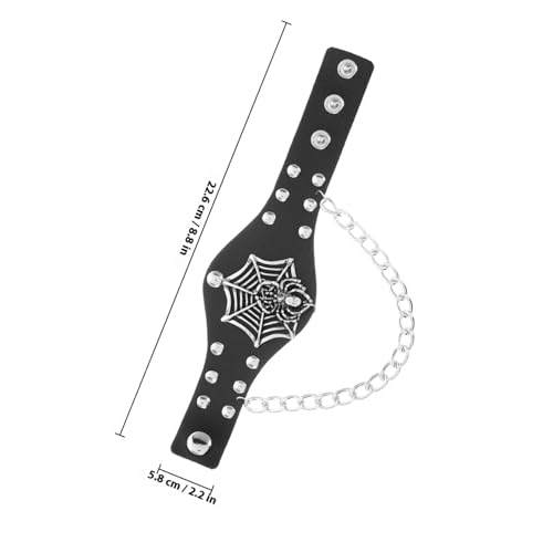Ipetboom Punk Lederarmband mit Totenkopf und Spinnennetz Motiv Verstellbares Breites PU Armband für Männer Halloween Rock Stil Einzigartiges Gothic Accessoire für Mutige Individualisten von Ipetboom