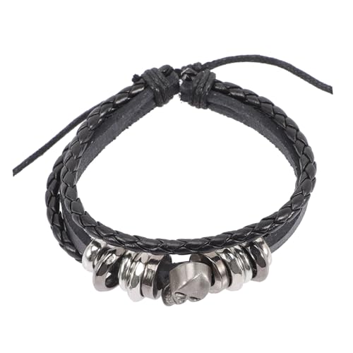 Ipetboom Punk Skull Armband Geflochten Retro Hip Hop Armband Unisex Verstellbar für Alltag Bühne Party von Ipetboom