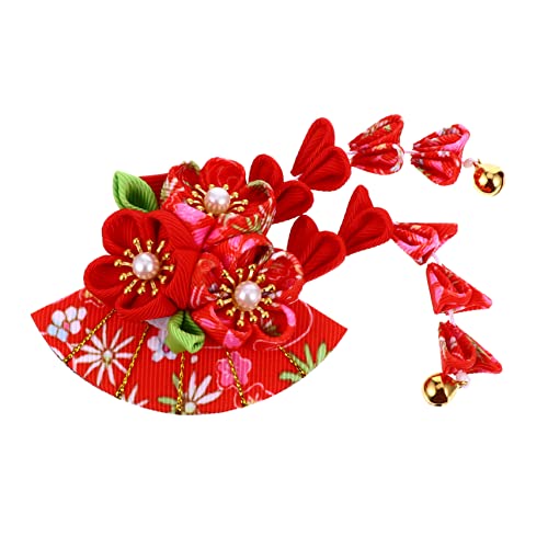 Ipetboom Quaste Glocke Haarschmuck kinder haarschmuck hair accessories for girls japanische Haaraccessoires für Kimono Kimono-Haarstab japanische Haarnadel Haarspangen rot von Ipetboom