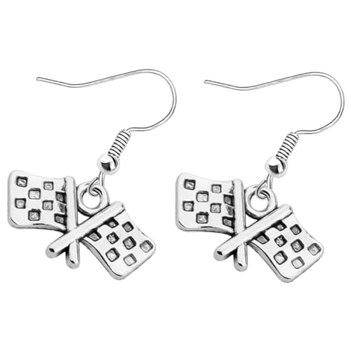 Ipetboom Racing Charm Ohrringe mit Schwarzer Weißer Karierte Flagge Leichte Sichere Damen Ohrstecker für Fans Modischer Schmuck für Rennveranstaltungen von Ipetboom