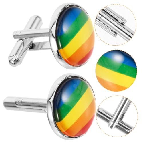 Ipetboom Rainbow Manschettenknöpfe Herren Silberfarbene Hemdsärmel Schmuck Stilvolle Dekorative Cufflinks für Party Business und Festliche Anlässe von Ipetboom