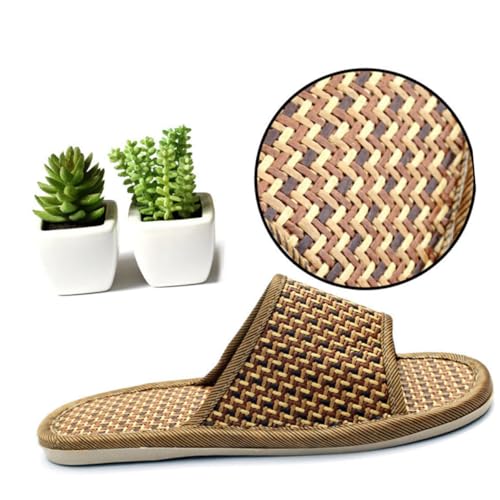 Ipetboom Rattan Geflochtene Hausschuhe aus Langlebigem Tpr Material Rutschfeste Plateau Sandalen für Damen und Herren Atmungsaktiv Sommerliche Indoor Slipper in Hellbraun Angenehm für von Ipetboom