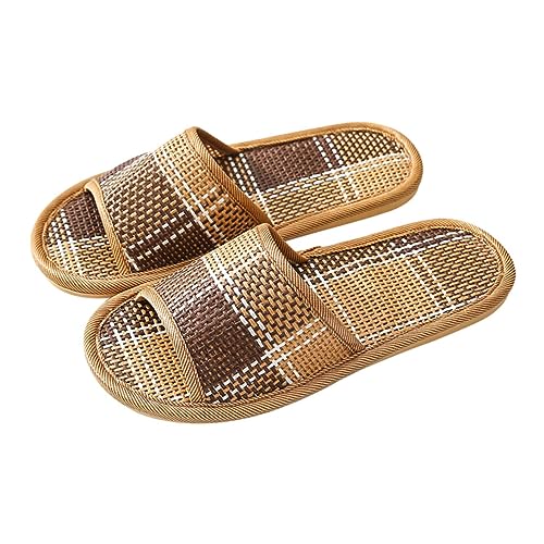 Ipetboom Rattan Gewebte Hausschuhe Atmungsaktive Sommer Slipper Leicht und Angenehm Geräuschlos Indoor Home Slipper für Damen und Herren Einfache Handhabung Kühlend und Langlebig von Ipetboom