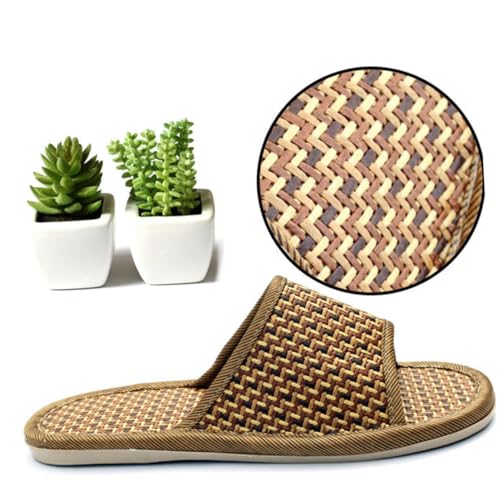 Ipetboom Rattan Gewebte Hausschuhe Sommerliche Atmungsaktive Sandalen mit Rutschfester Sohle Langlebig und Angenehm Leichte Plattform für Damen und Herren für Innenbereich und Freizeit von Ipetboom