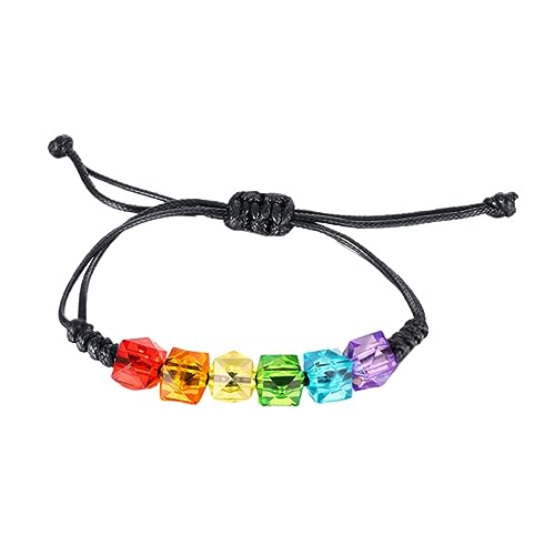 Ipetboom Regenbogenfarbene Perlenarmband Gewachster Schnur Unisex Handgelenkband Farbenfrohes Freundschaftsarmband Leicht und Tragbar für Verschiedene Anlässe von Ipetboom