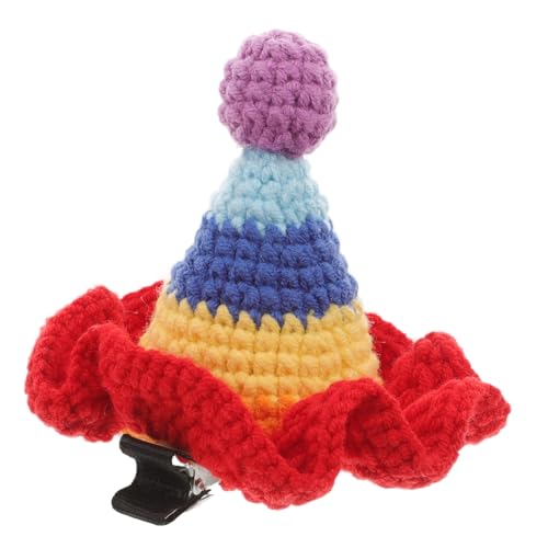 Ipetboom Regenbogenhut Haarclip Mit Haarklammern Gehäkelte Haarspangen Haarschmuck Für Frauen Haarspangen Für Mädchen Strickspangen Aus Wolle Haarspangen Stricken Bunt Zinklegierung von Ipetboom